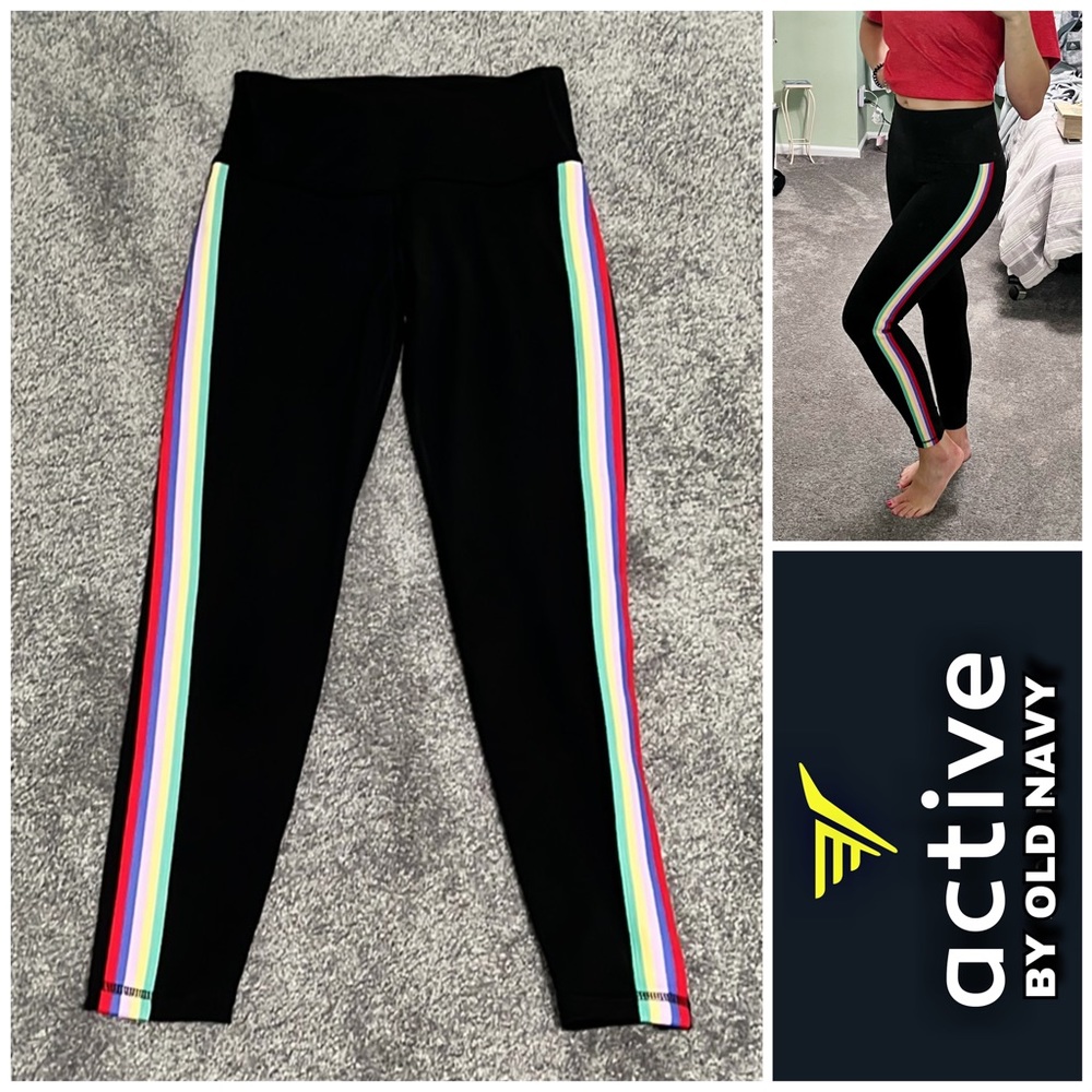 NEW - OLD NAVY ACTIVE - Go-Dry High-Waisted 7/8 Black Leggings Pants - SMALL